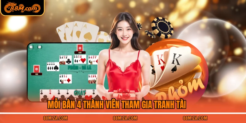 Mỗi bàn 4 thành viên tham gia tranh tài